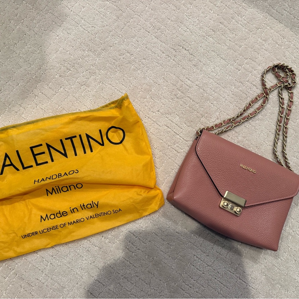 Valentino Rose Crossbody Bag with Gold Chain